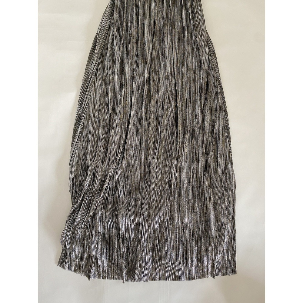 Eliza‎ J Gold Silver Metallic Gown Dress 2 Belted Sleeveless Event Gala Formal - Picture 12 of 13